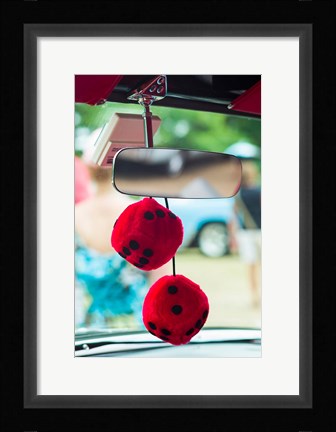 Framed Massachusetts, Cape Ann, Gloucester, Antique Car Show, 1950's Fuzzy Dice Print