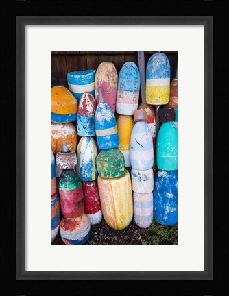 Framed Old Lobster Buoys, Massachusetts Print