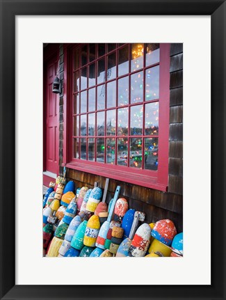 Framed Christmas Tree And Lobster Buoys, Massachusetts Print