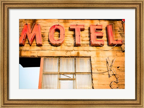 Framed Old Motel Sign, Route 66 Print