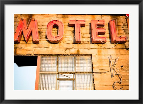 Framed Old Motel Sign, Route 66 Print