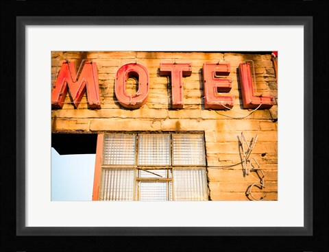 Framed Old Motel Sign, Route 66 Print