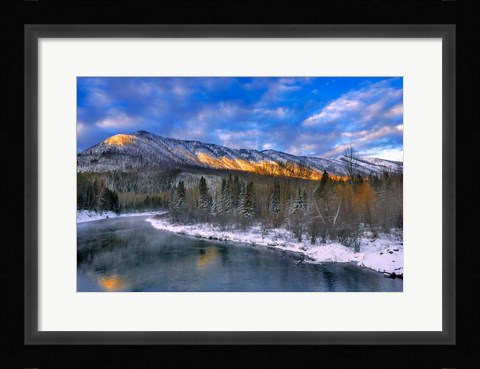 Framed Mcdonald Creek And The Apgar Mountains In Glacier NP Print
