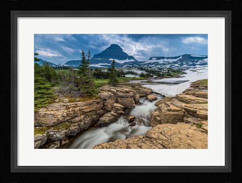 Framed Snowmelt Stream In Glacier National Park, Montana Print