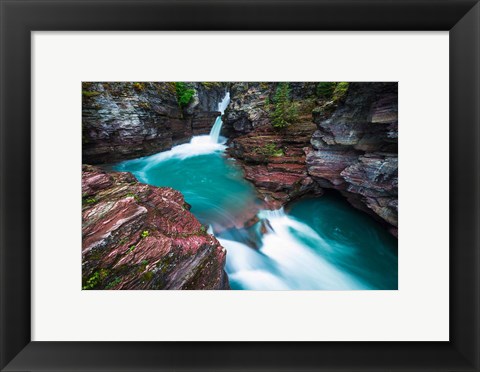 Framed St Mary Falls, Glacier National Park, Montana Print