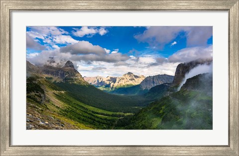 Framed Panorama Of Logan Pass, Glacier National Park, Montana Print