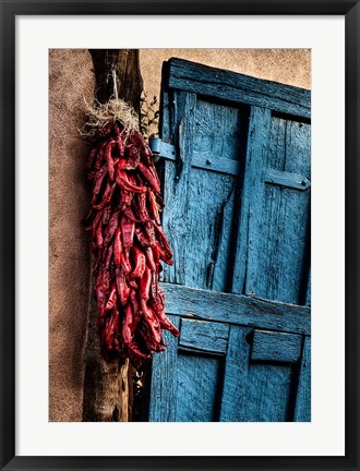 Framed Hanging Chili Peppers, New Mexico Print