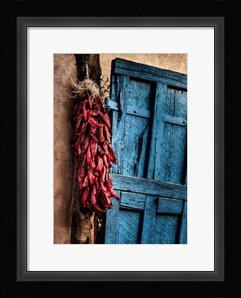 Framed Hanging Chili Peppers, New Mexico Print