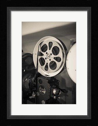 Framed Vintage Film Projector At The Kimo Theater, New Mexico Print