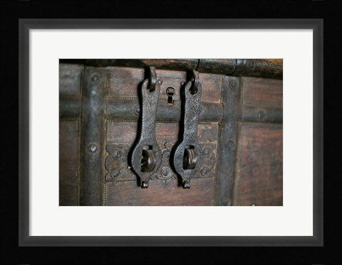 Framed Antique Wooden Chest, Taos, New Mexico Print