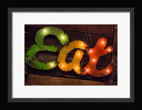 Framed Colorful 'Eat' Antique Sign, New York City, New York Print