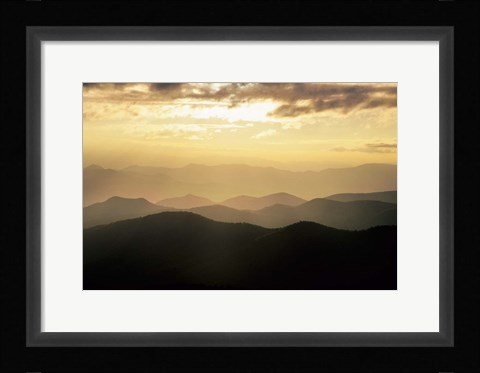 Framed Sunset Mountains Along Blue Ridge Parkway, North Carolina Print