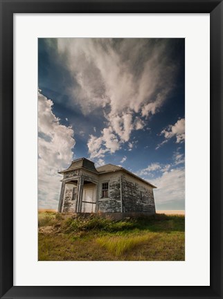 Framed Abandoned Township Hall On The North Dakota Prairie Print