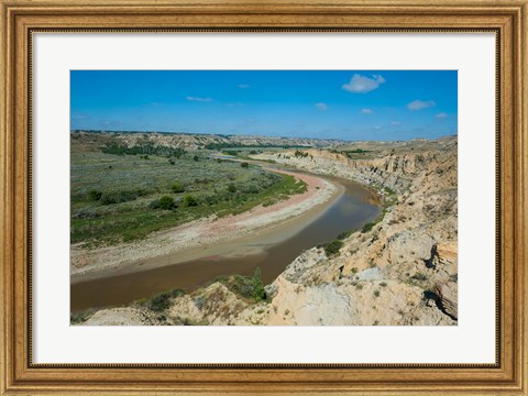 Framed Brown River Bend In The Roosevelt National Park, North Dakota Print