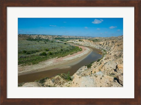 Framed Brown River Bend In The Roosevelt National Park, North Dakota Print