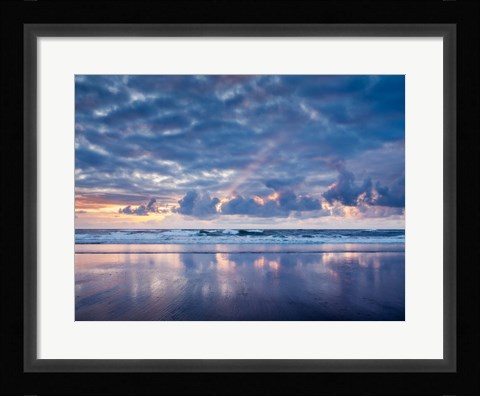 Framed Sunset From North Jetty Beach, Oregon Print