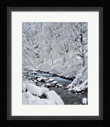 Framed Snow On Boulder Creek, Oregon Print