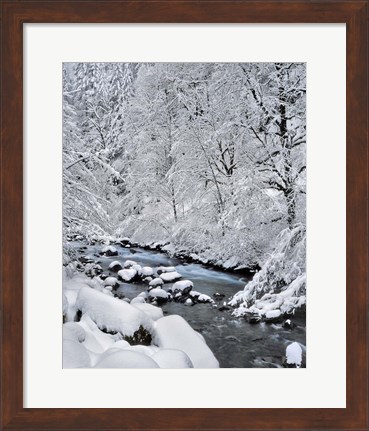 Framed Snow On Boulder Creek, Oregon Print