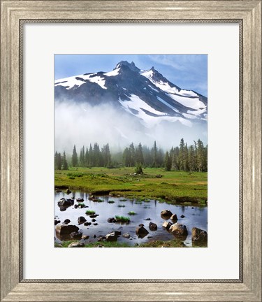 Framed Mt Jefferson In Early Morning Light, Oregon Print