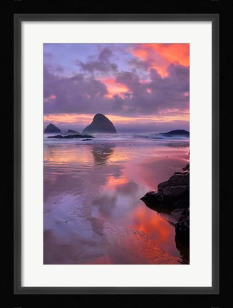 Framed Oceanside Sunset, Oregon Print