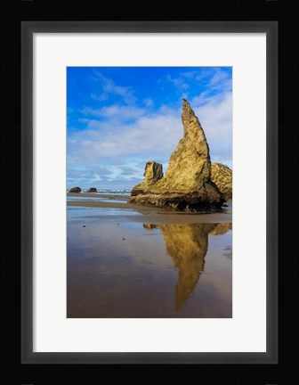 Framed Wizard's Hat Formation At Bandon Beach, Oregon Print