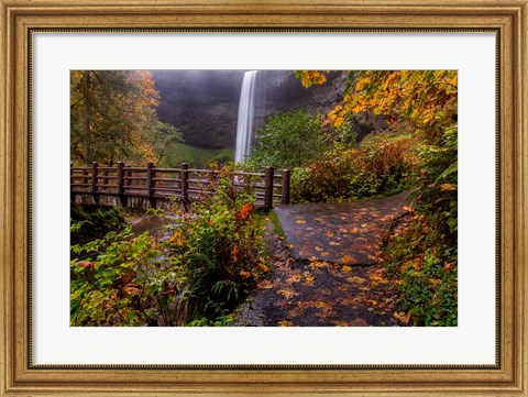 Framed South Falls In Autumn, Oregon Print