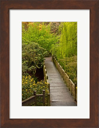 Framed Bridge At Crystal Springs Rhododendron Garden, Portland, Oregon Print