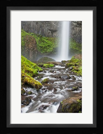 Framed Latourell Falls And Creek, Columbia Gorge, Oregon Print