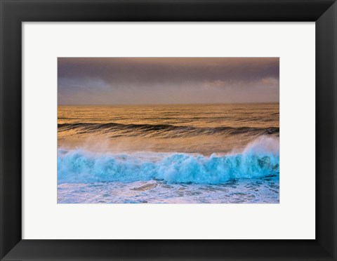 Framed Aqua Surf, Oregon Print