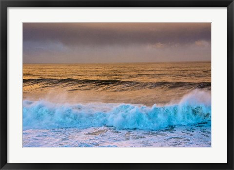 Framed Aqua Surf, Oregon Print