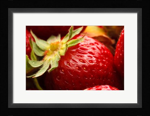 Framed Close-Up Of Fresh Strawberry Print