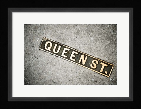 Framed Queen St Sign, Charleston, South Carolina Print