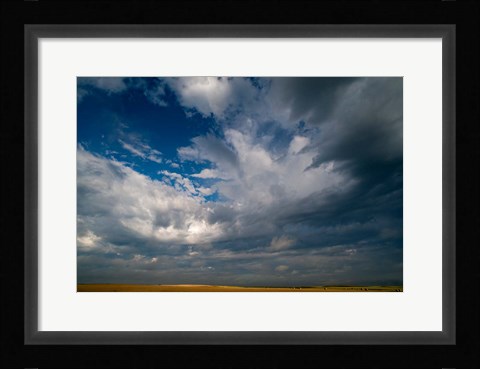 Framed Massive Summer Cloud Formations Over Wheat Fields Print