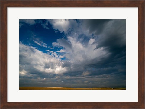 Framed Massive Summer Cloud Formations Over Wheat Fields Print