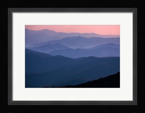 Framed Great Smoky Mountains National Park  Ridges At Sunset Print