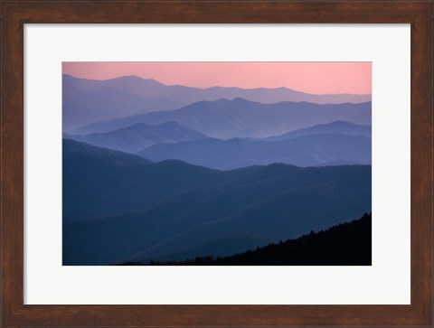 Framed Great Smoky Mountains National Park  Ridges At Sunset Print