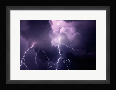 Framed Composite Of Cloud-To-Cloud Lightning Bolts Print