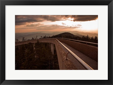 Framed Sunset Over Walkway In The Great Smoky Mountains National Park Print