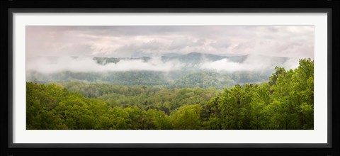 Framed Misty Morning Panorama Of The Greak Smoky Mountains National Park Print
