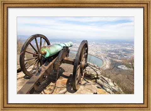 Framed Cannon Perched On Lookout Mountain, Tennessee Print