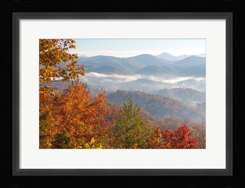 Framed Morning Light Fog Viewed From Foothills Parkway Print