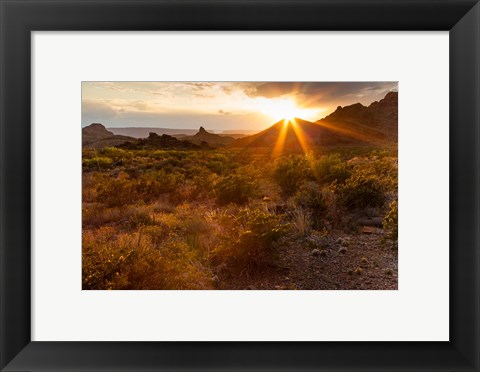 Framed Sunset In Big Bend National Park Print