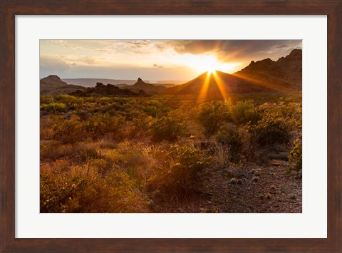 Framed Sunset In Big Bend National Park Print