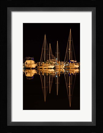 Framed Pleasure Boats In Fulton Harbor Print