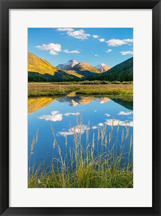 Framed Reflective River With The Wasatch Mountains, Utah Print