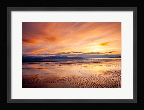 Framed Sunset Over The Great Salt Lake, Utah Print