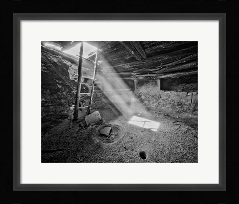 Framed Ancient Kiva On, Cedar Mesa, Utah (BW) Print