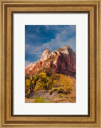 Framed Autumn Foliage In Front Of The Sentinel, Utah Print