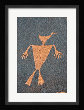 Framed Detail Of A Duck Headed Man Petroglyph, Utah Print