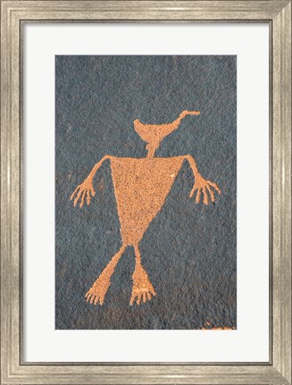 Framed Detail Of A Duck Headed Man Petroglyph, Utah Print